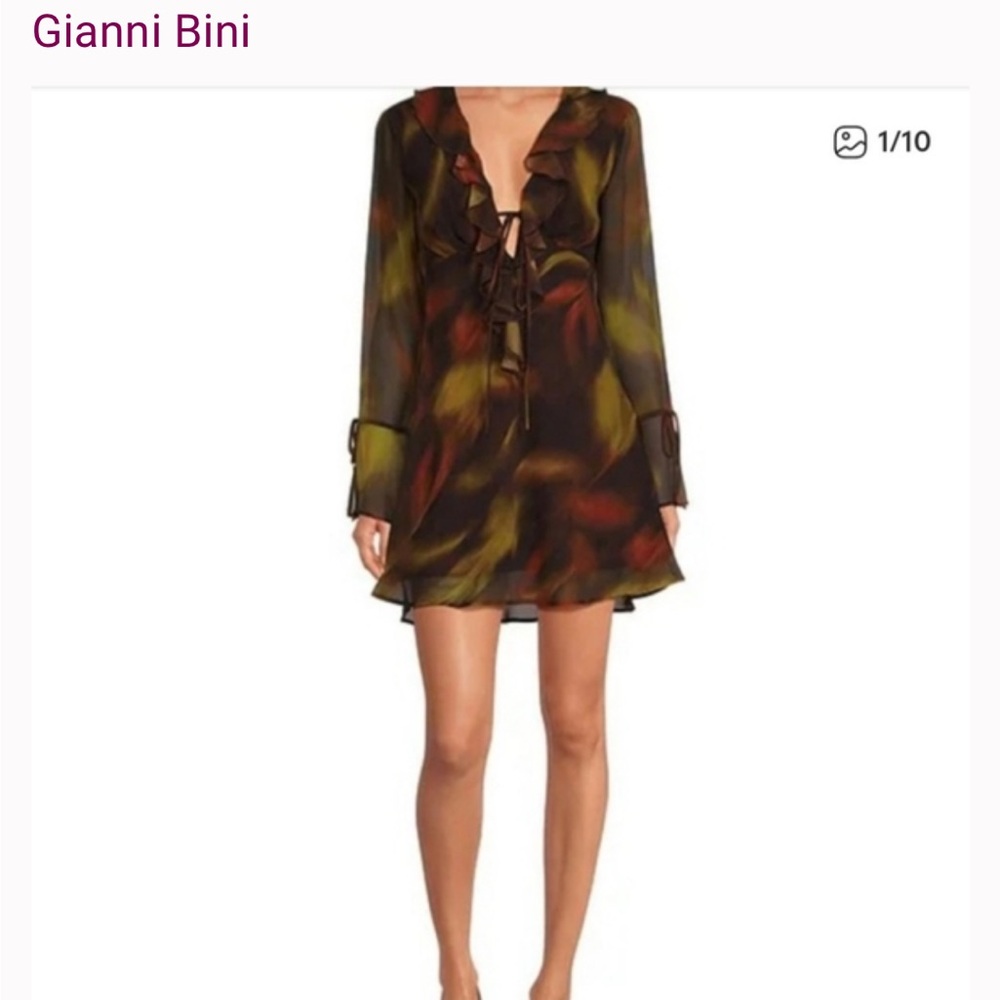 NWT Gianni Bini Hillary Chiffon Ruffle Mini Dress - Size S - Autumn Hues